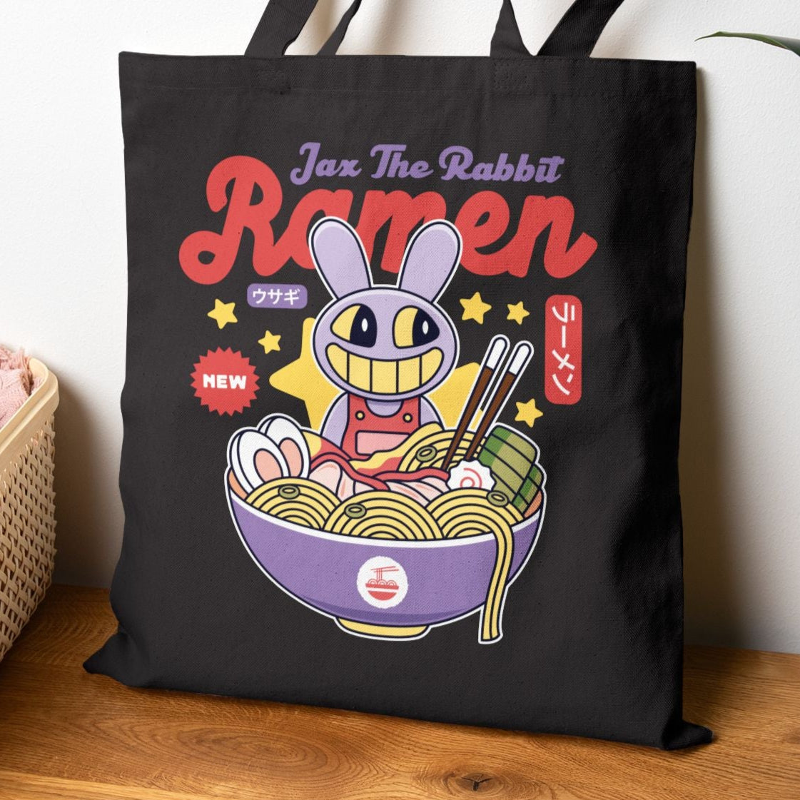 Jax Purple Rabbit Ramen Cotton Canvas Tote Bag