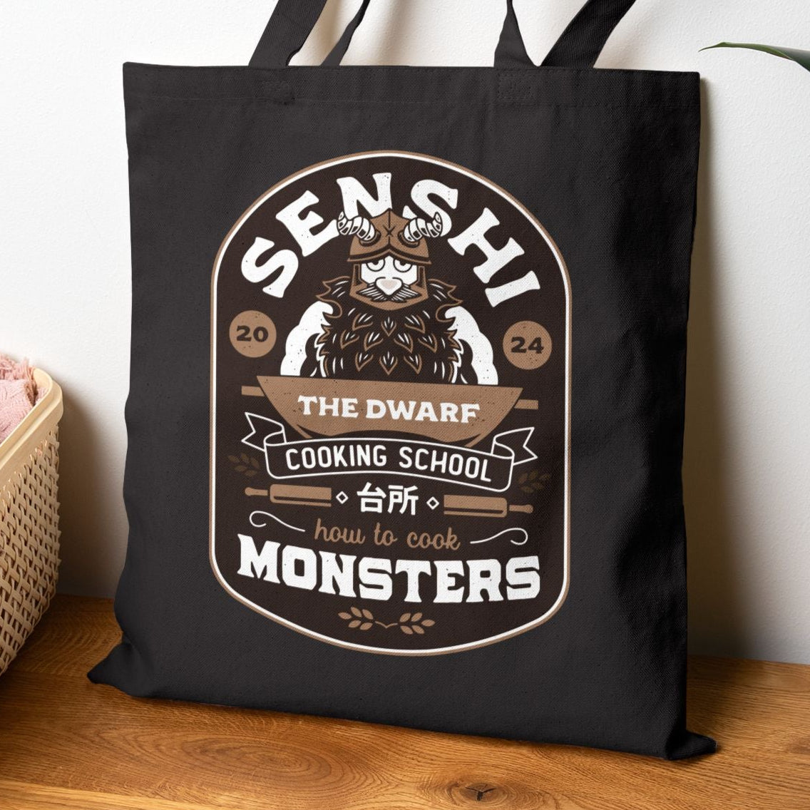 Dwarf Cooking School Emblem Cotton Canvas Tote Bag