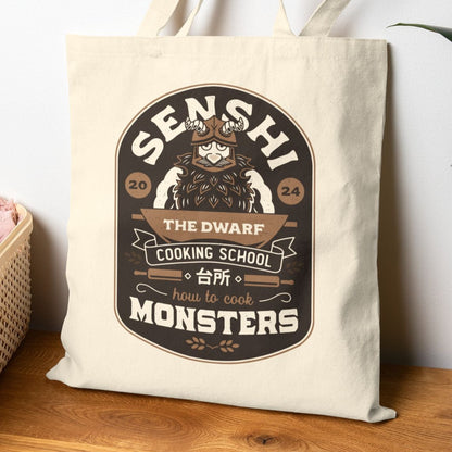 Dwarf Cooking School Emblem Cotton Canvas Tote Bag