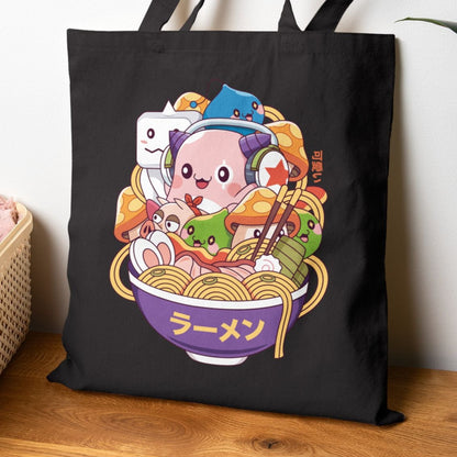 Maple World Monsters Ramen Cotton Canvas Tote Bag