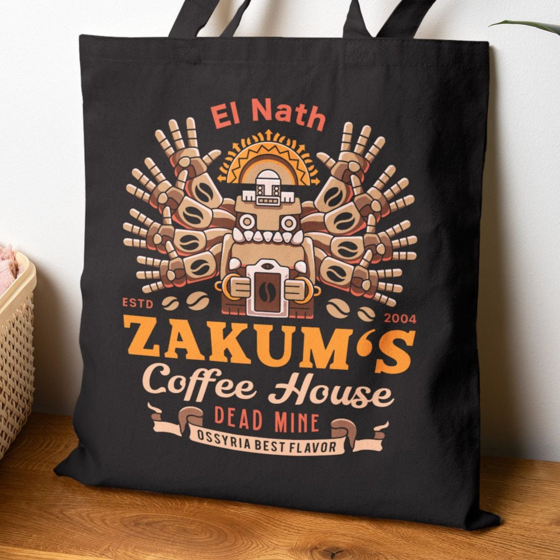 Zakum Coffee Emblem Cotton Canvas Tote Bag