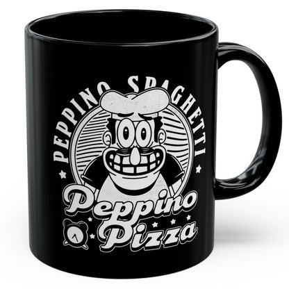 Peppino Pizza Crest Black Mug