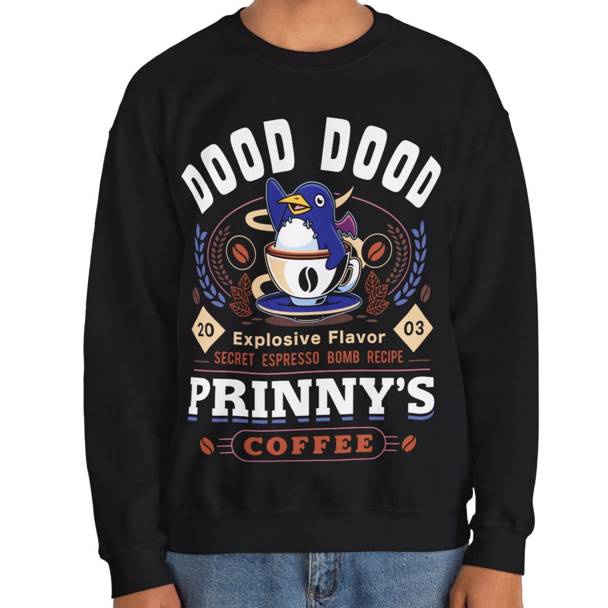 Prinny Dood Coffee Emblem Unisex Crewneck Sweatshirt