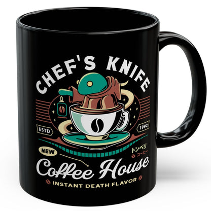 Chefs Knife Coffee Crest Black Mug