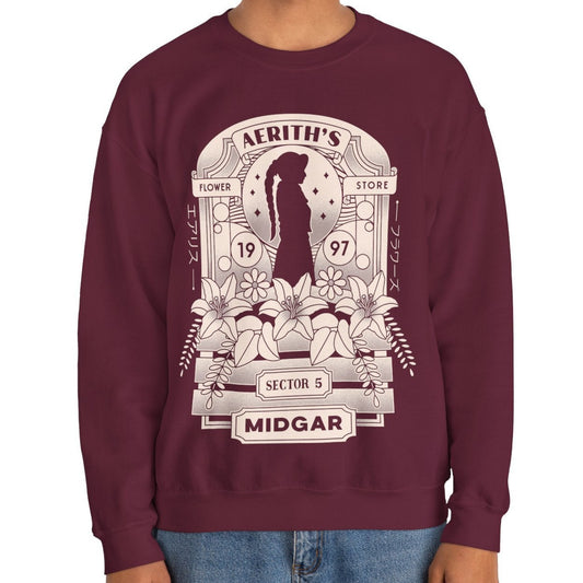 Aerith And Flowers Unisex Crewneck Sweatshirt