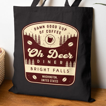 Oh Deer Diner Emblem Canvas Tote Bag