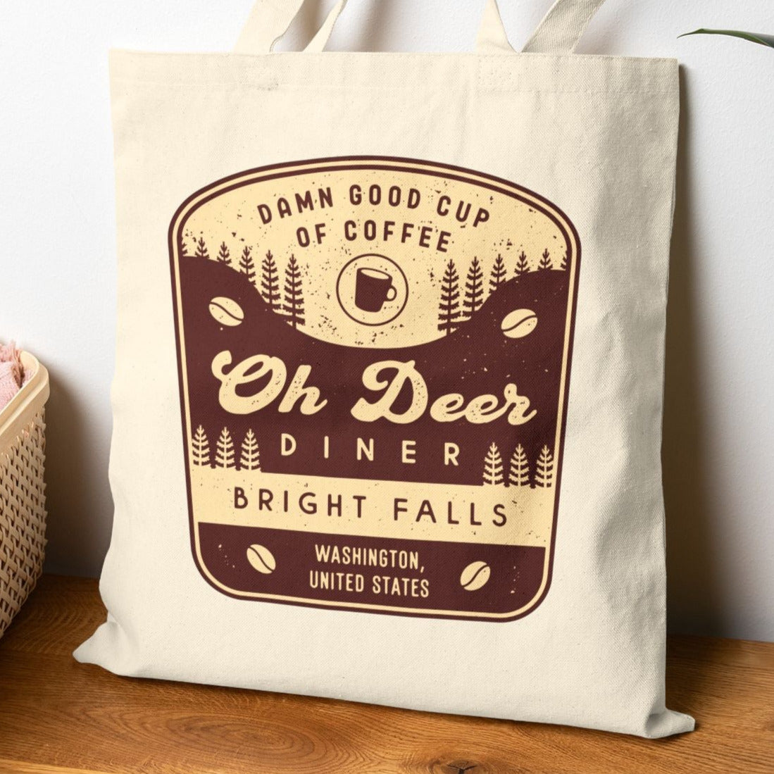 Oh Deer Diner Emblem Canvas Tote Bag
