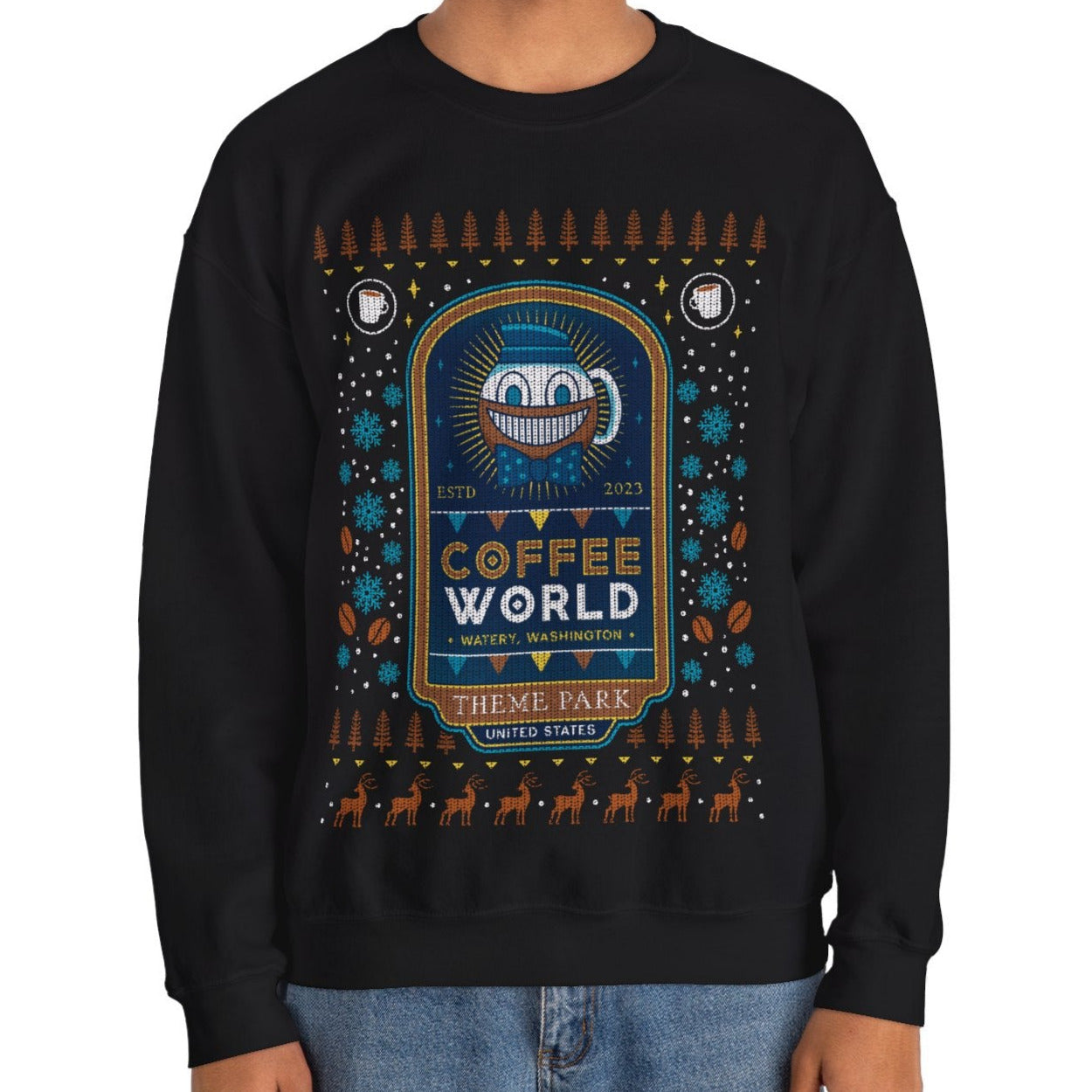 Watery Coffee World Ugly Sweater Unisex Crewneck Sweatshirt