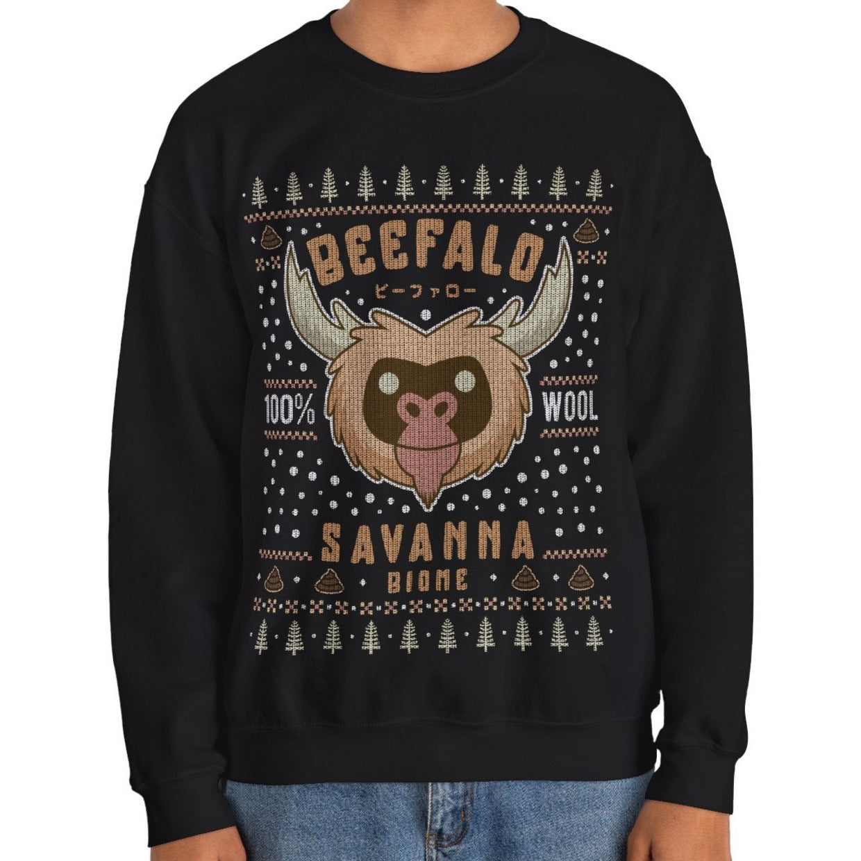 Savanna Beefalo Ugly Sweater Unisex Crewneck Sweatshirt