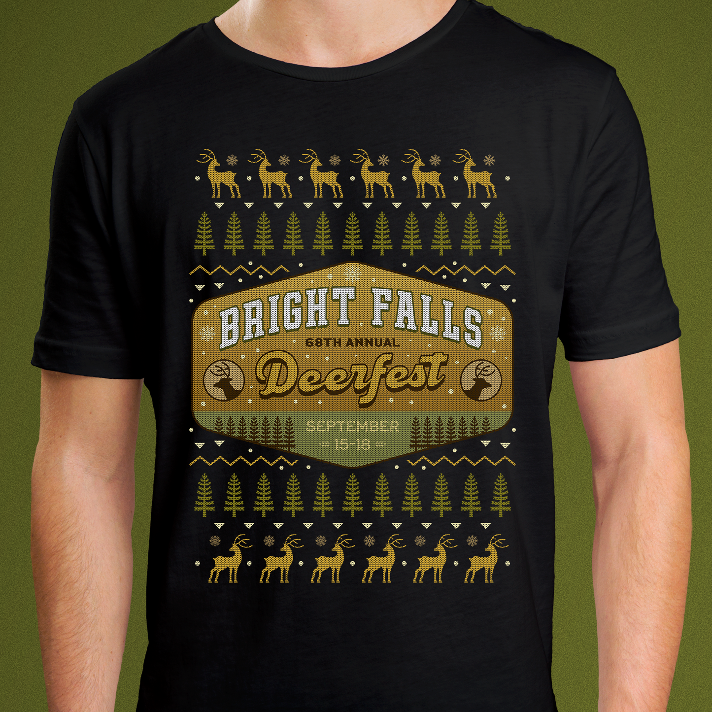 Deerfest Bright Falls Ugly Sweater Unisex T-Shirt