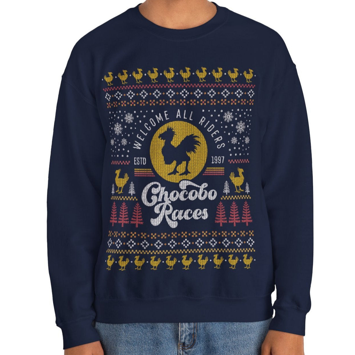 Chocobo Races Ugly Sweater Unisex Crewneck Sweatshirt