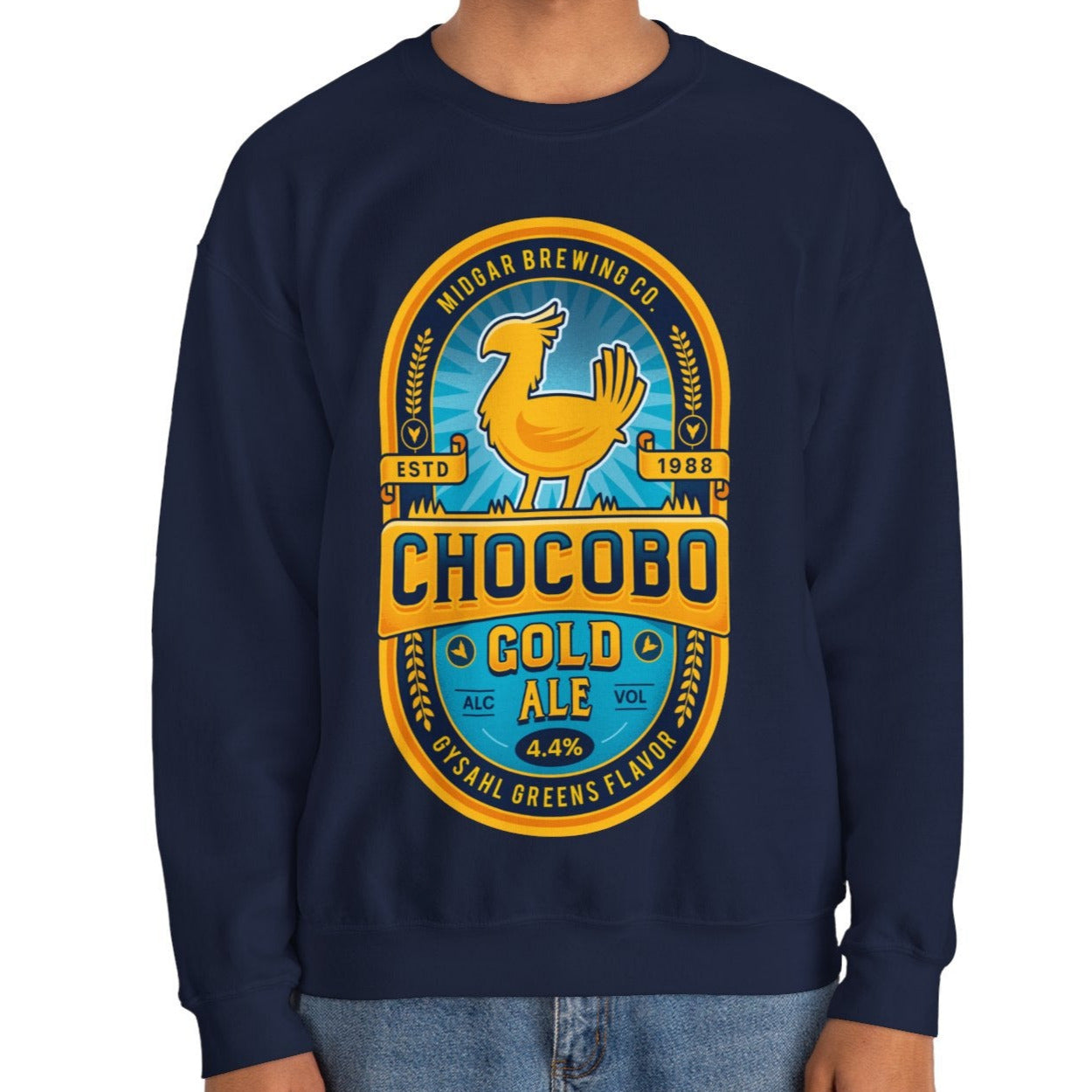 Chocobo Gold Beer Emblem Unisex Crewneck Sweatshirt