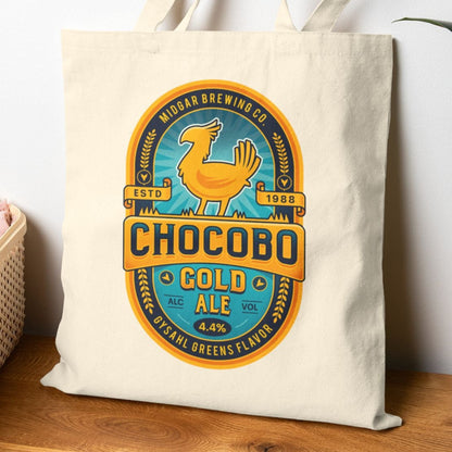 Chocobo Gold Beer Emblem Canvas Tote Bag