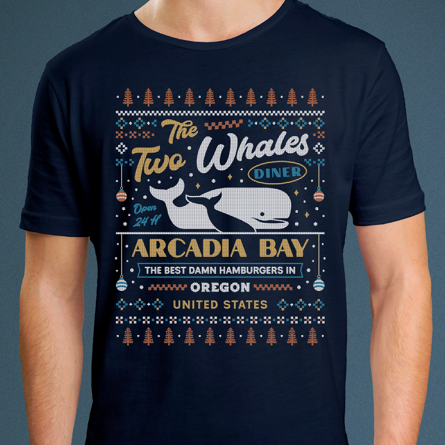 Two Whales Diner Ugly Sweater Unisex T-Shirt