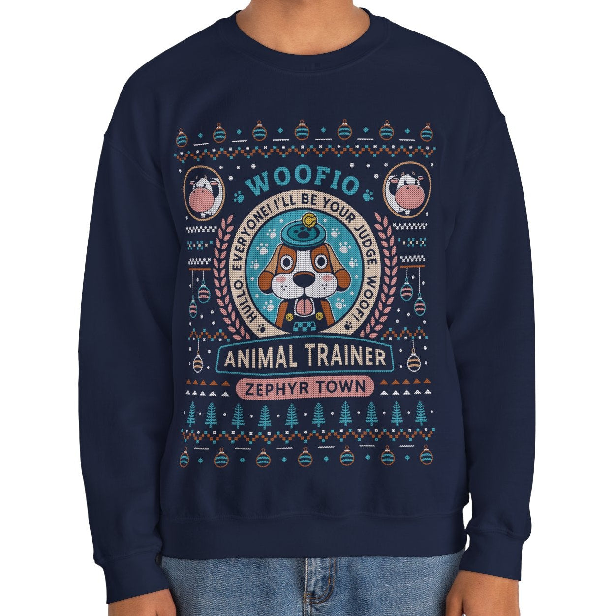 Woofio Zephyr Town Ugly Sweater Crewneck Sweatshirt