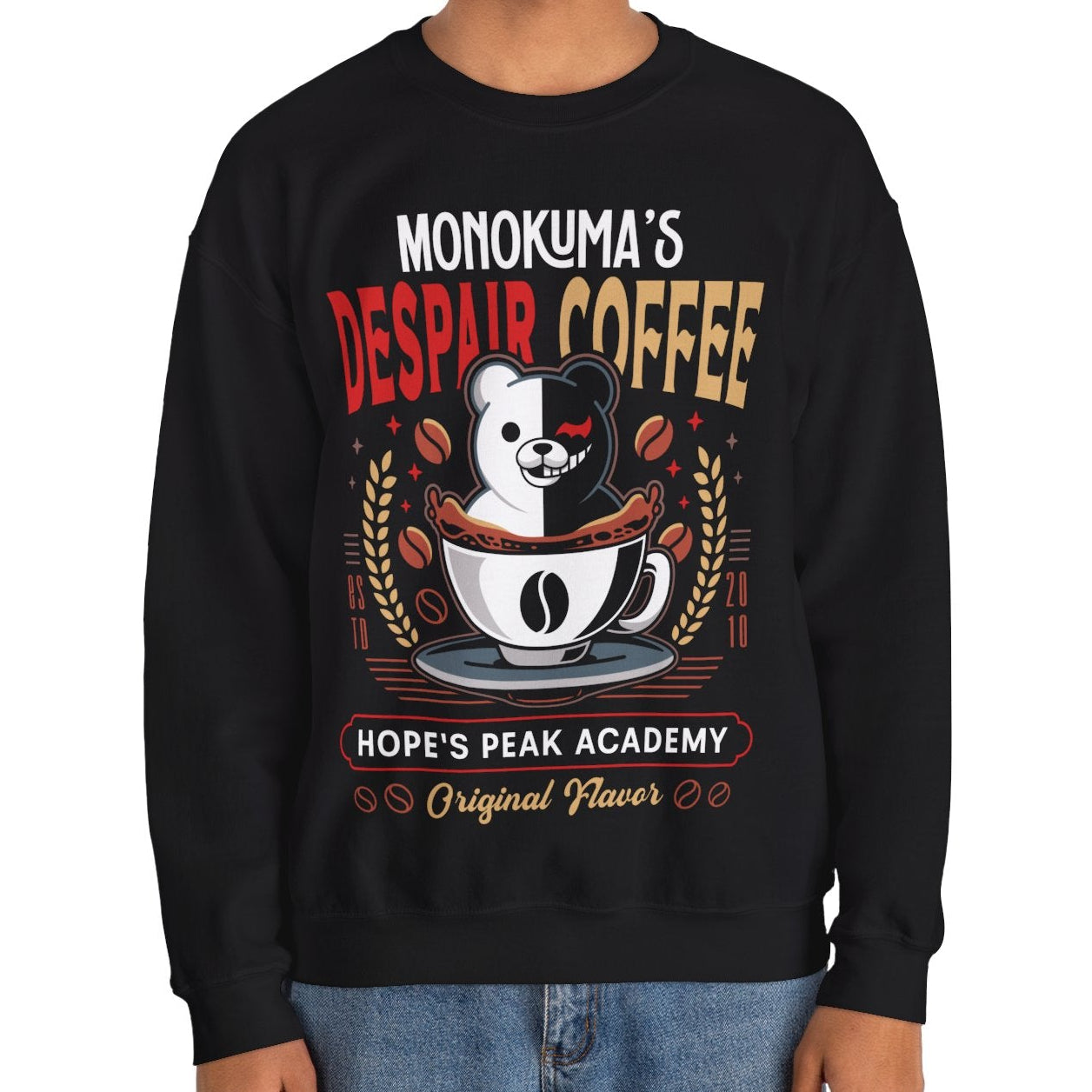 Hopes Peak Academy Coffee Crest Crewneck Sweatshirt