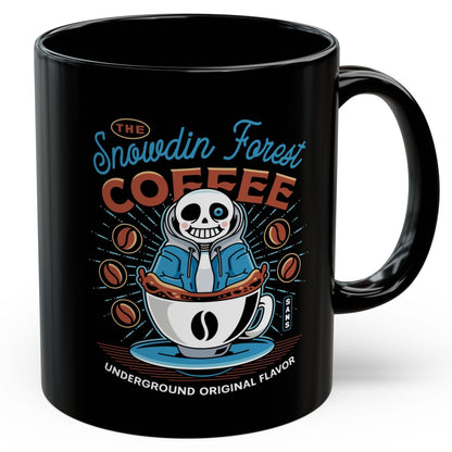 Snowdin Forest Coffee Emblem Black Mug