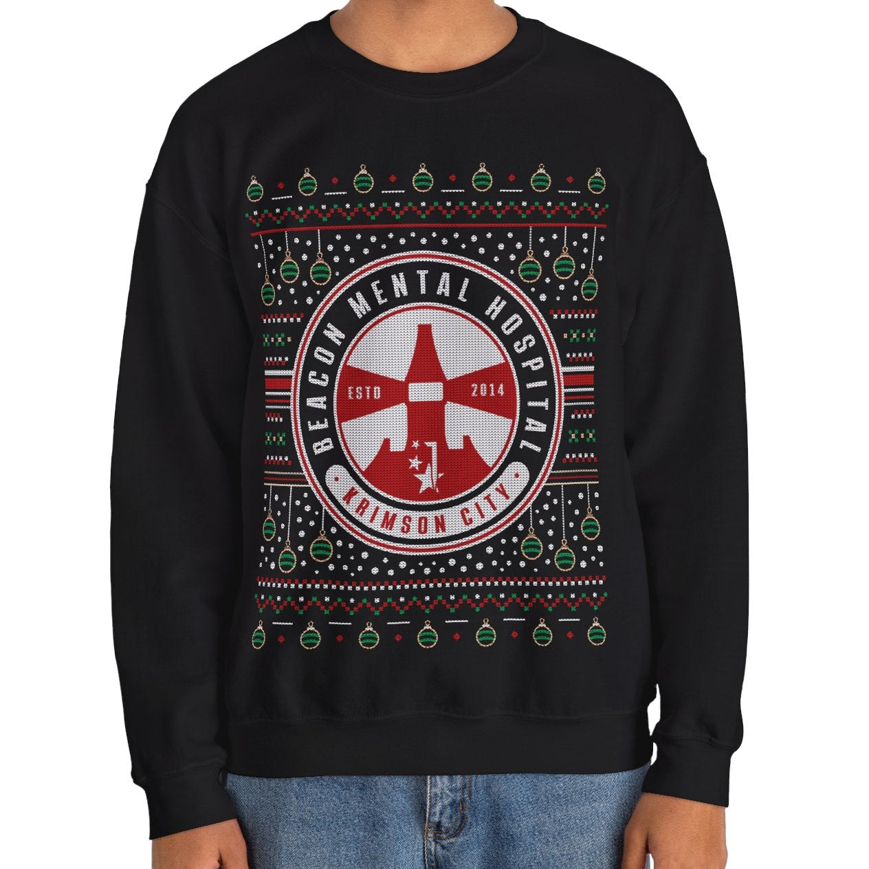 Beacon Mental Hospital Ugly Sweater Crewneck Sweatshirt