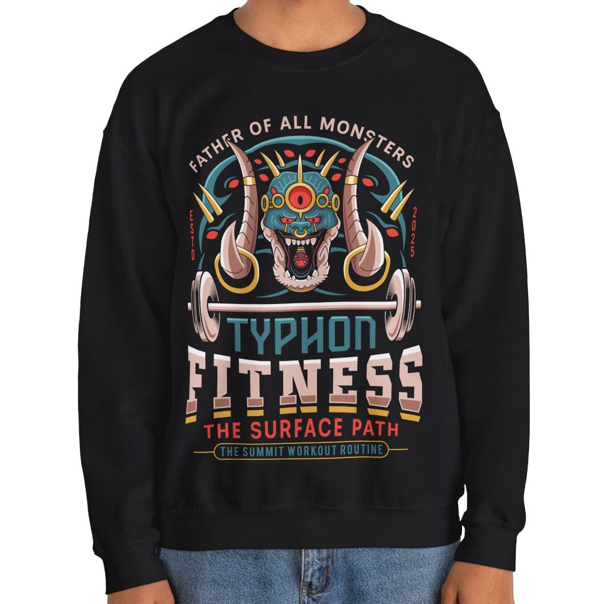 Father Of All Monsters Fitness Emblem Crewneck Sweatshirt