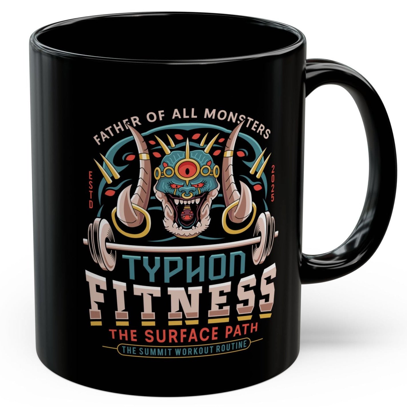 Father Of All Monsters Fitness Emblem Black Mug