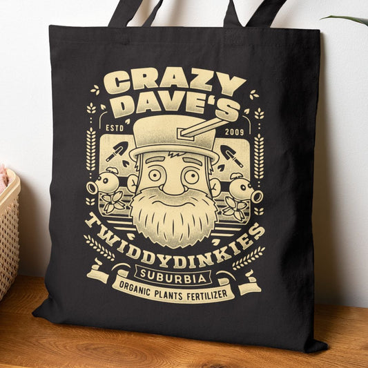 Crazy Dave Emblem Grunge Tote Bag