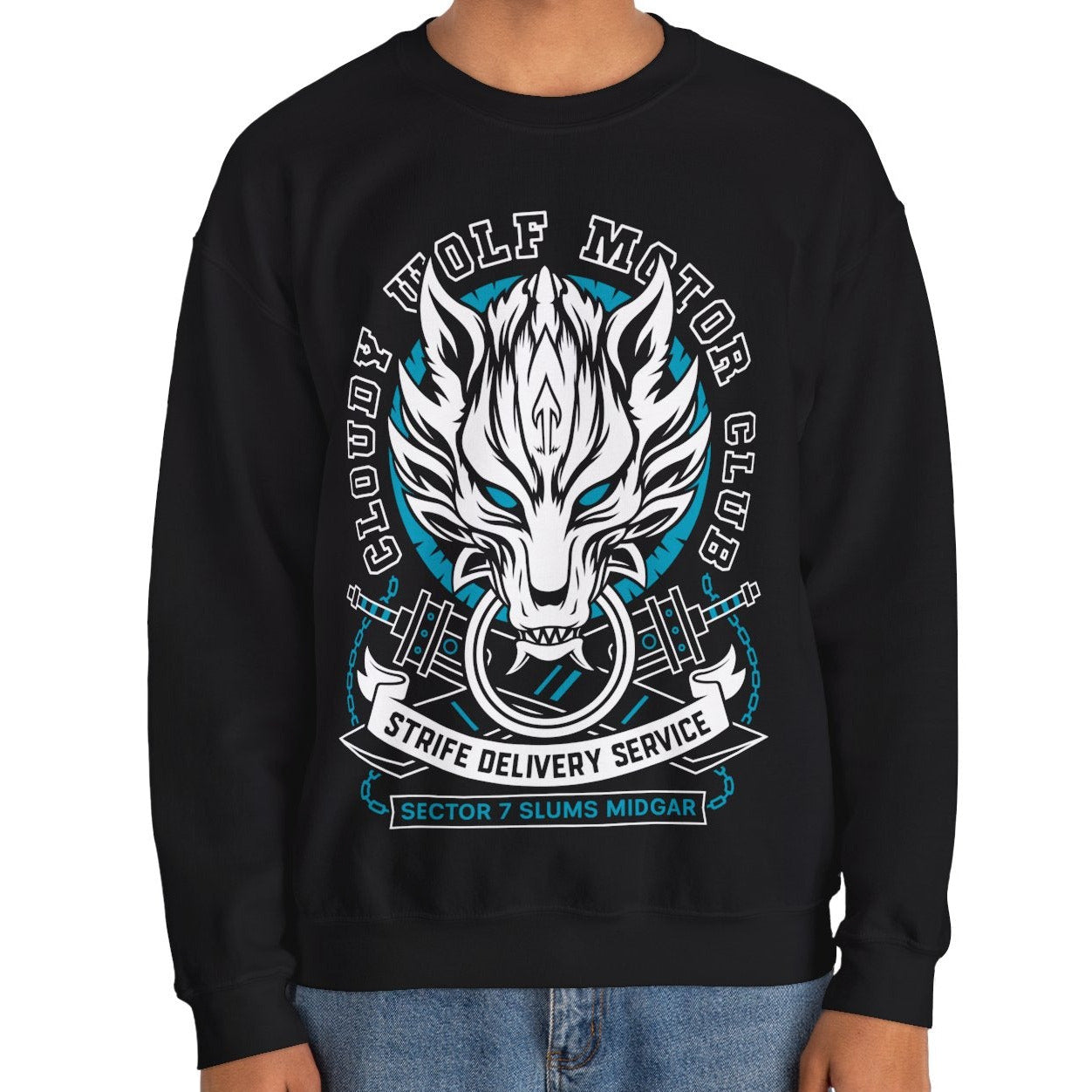 Cloudy Wolf Midgar Motor Crewneck Sweatshirt