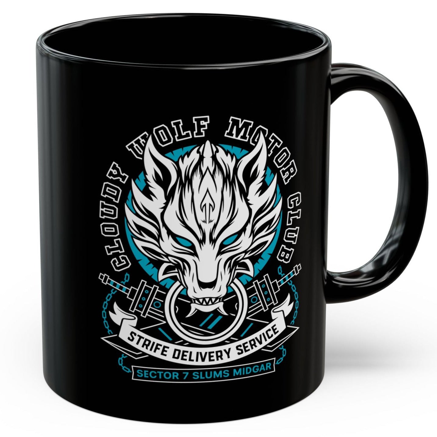 Cloudy Wolf Midgar Motor Black Mug