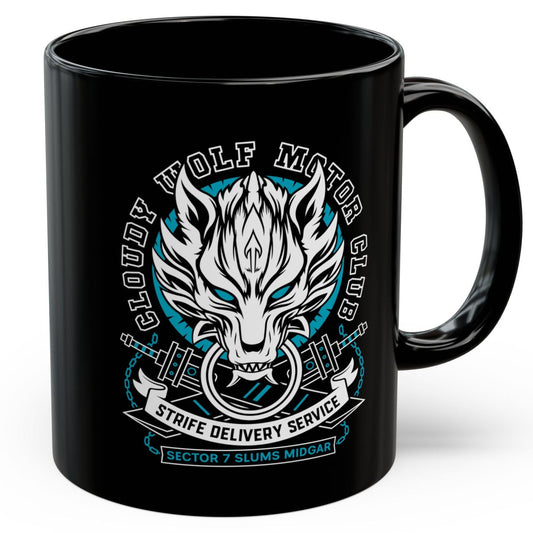 Cloudy Wolf Midgar Motor Black Mug