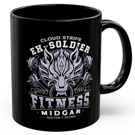 Strife Midgar Fitness Emblem Black Mug