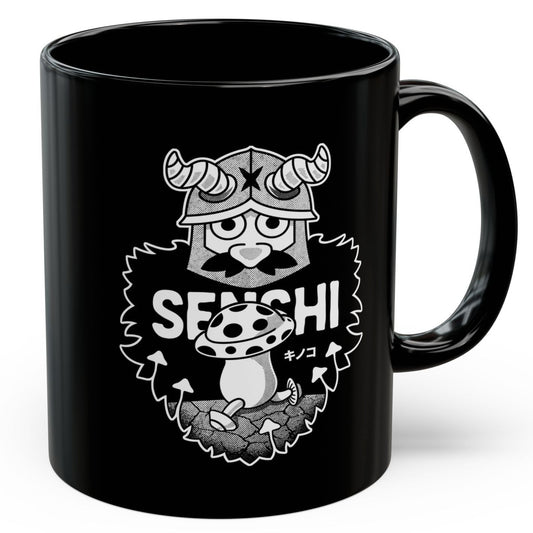 Walking Mushroom And Dwarf  Black Mug