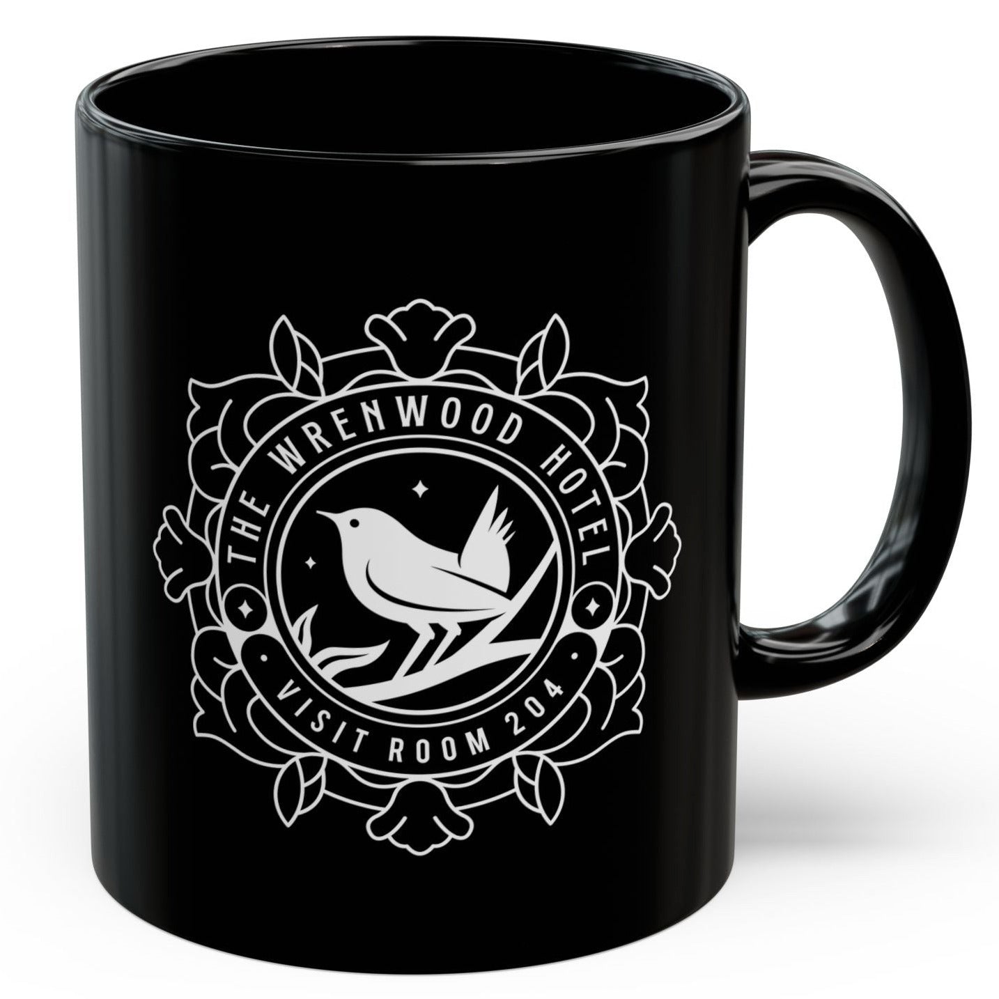 Wrenwood Hotel Emblem Black Mug