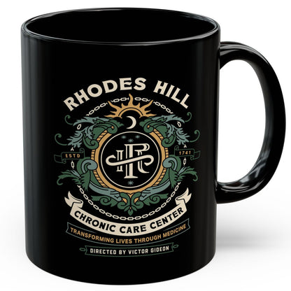 Rhodes Hill Chronic Care Center Crest Black Mug
