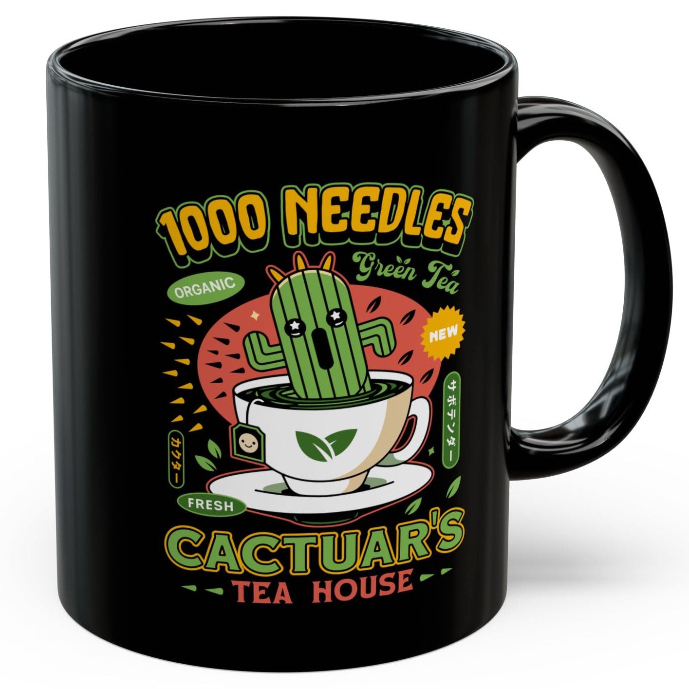 Cactuar Green Tea Emblem Black Mug