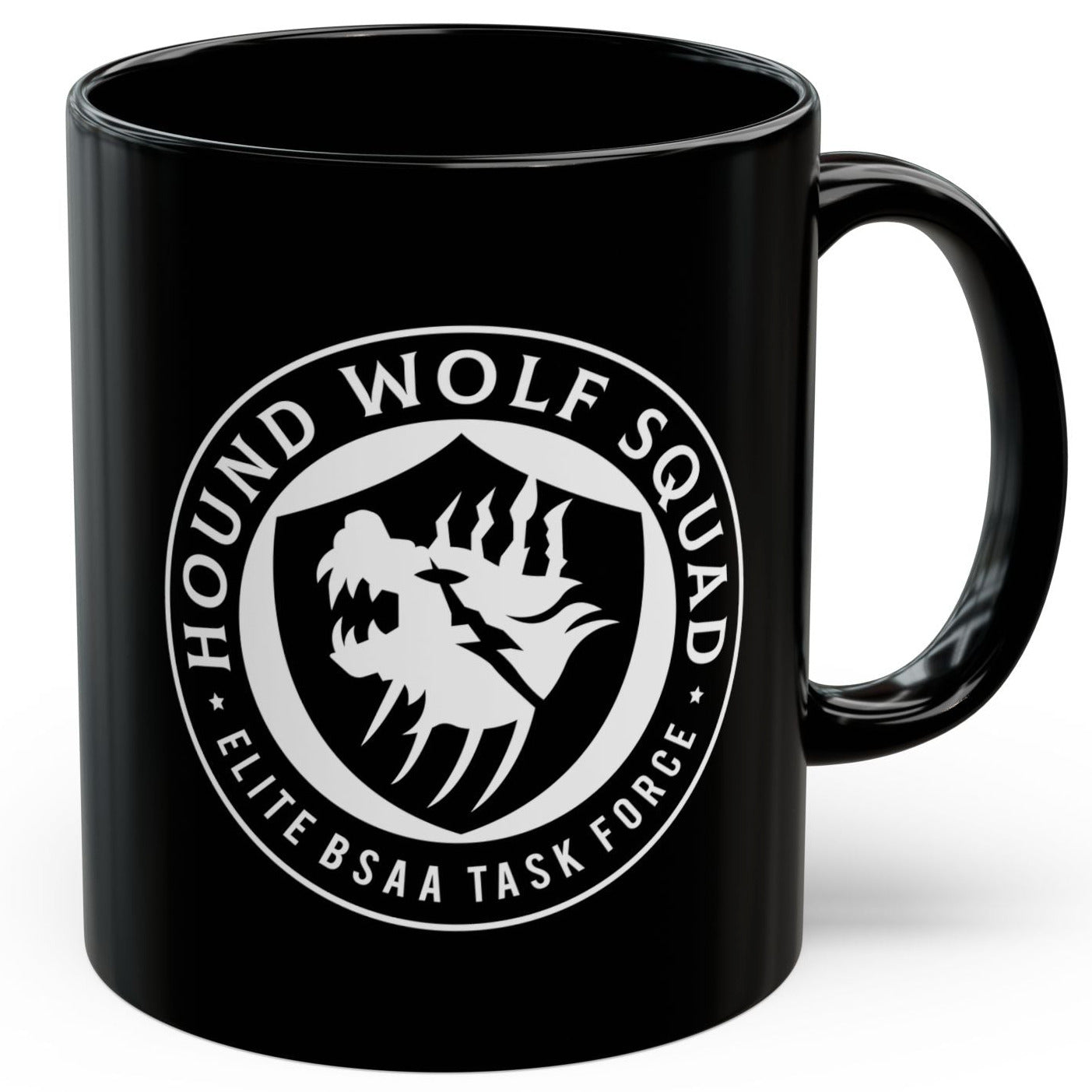 Hound Wolf Squad Crest Black Mug