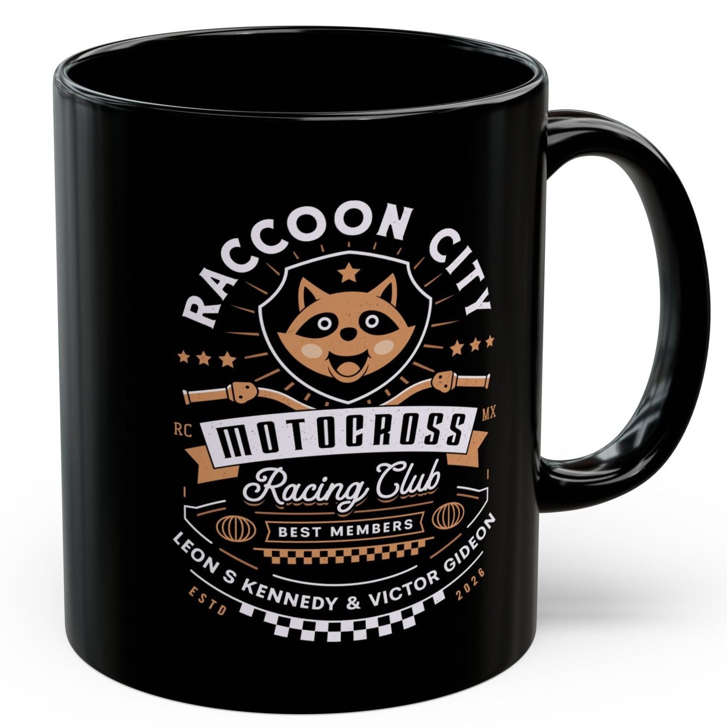Raccoon City Racing Club Emblem Black Mug