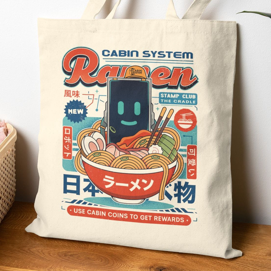 Cabin Coins Ramen Vintage Tote Bag