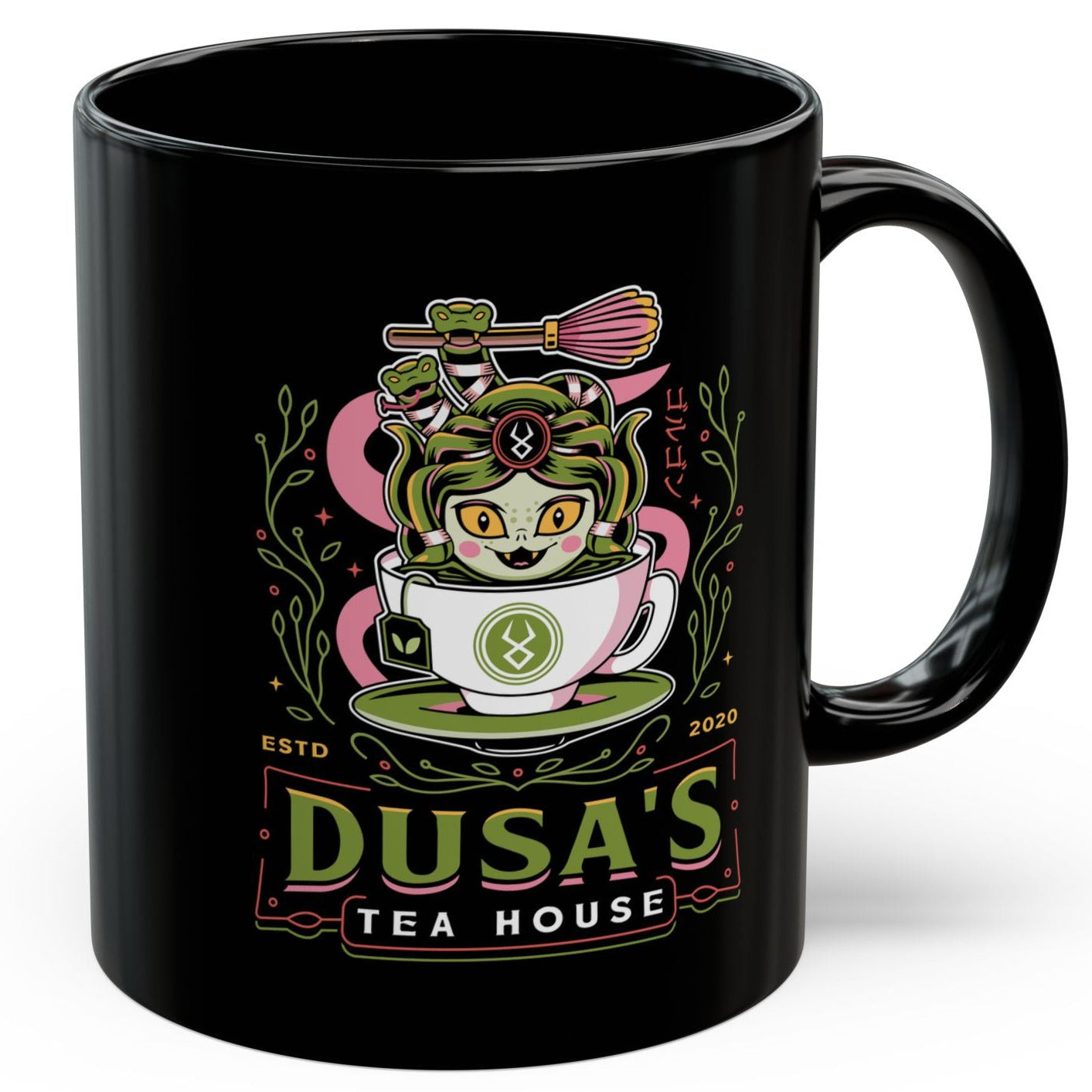 Dusa Green Tea Emblem Black Mug