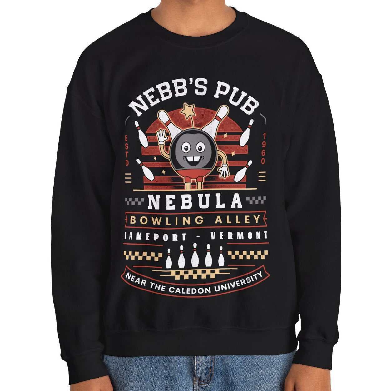 Nebb Bowling Mascot Emblem Crewneck Sweatshirt