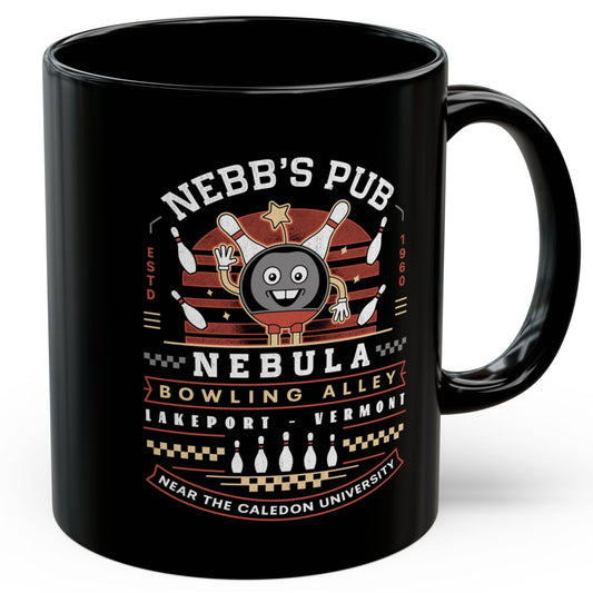 Nebb Bowling Mascot Emblem Black Mug