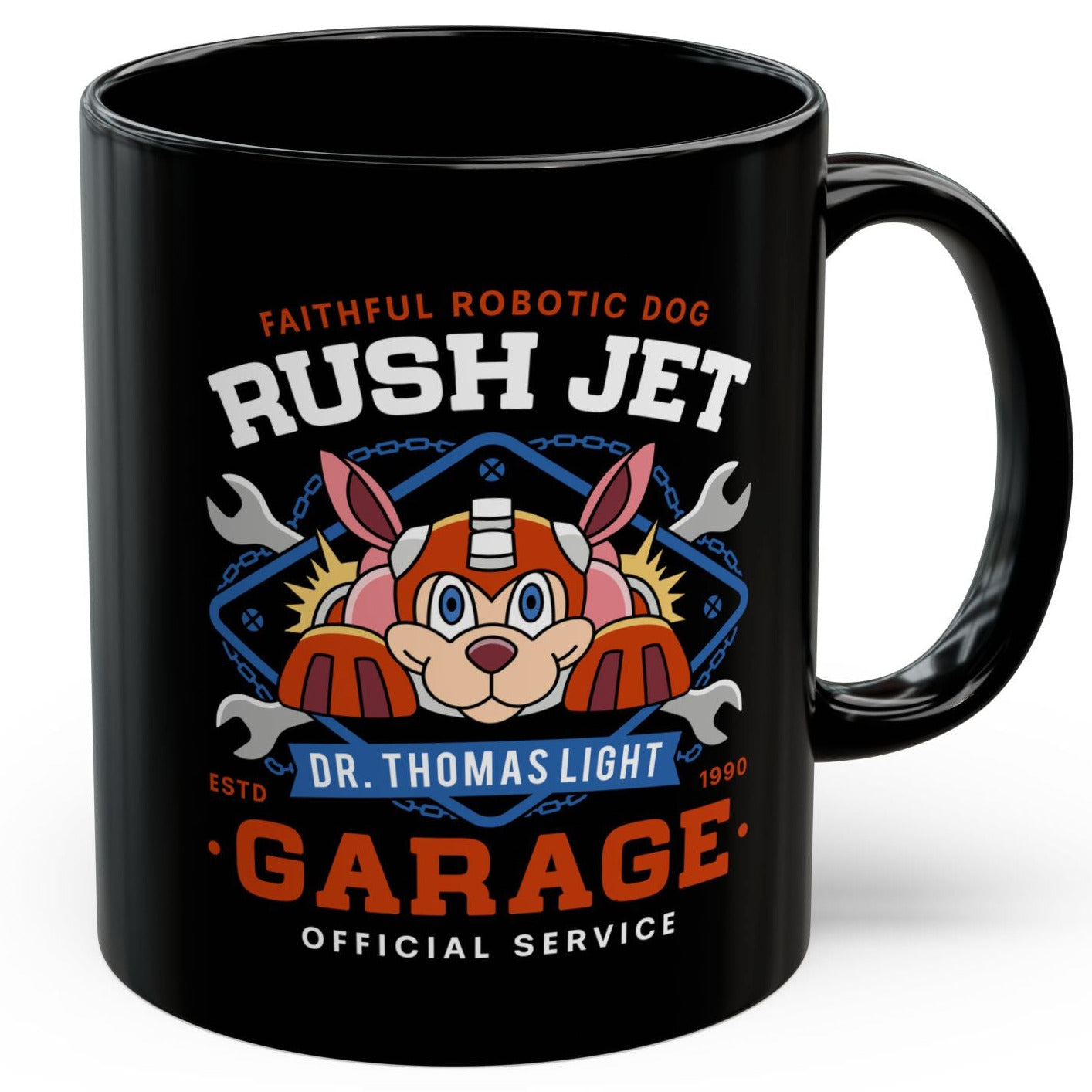 Dr Thomas Light Garage Black Mug
