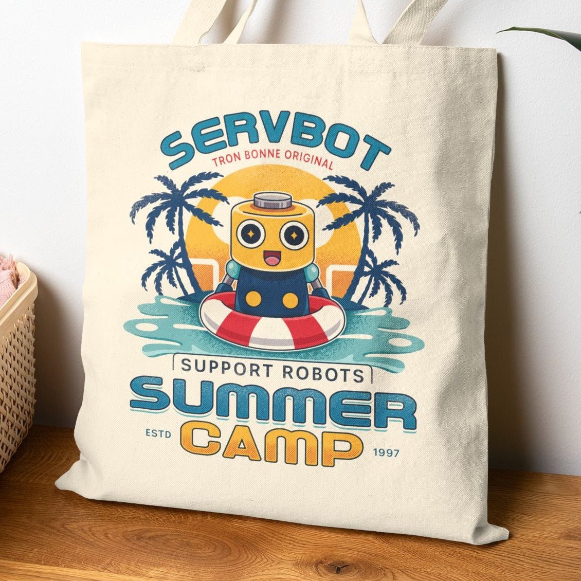 Servbot Summer Camp Vintage Tote Bag