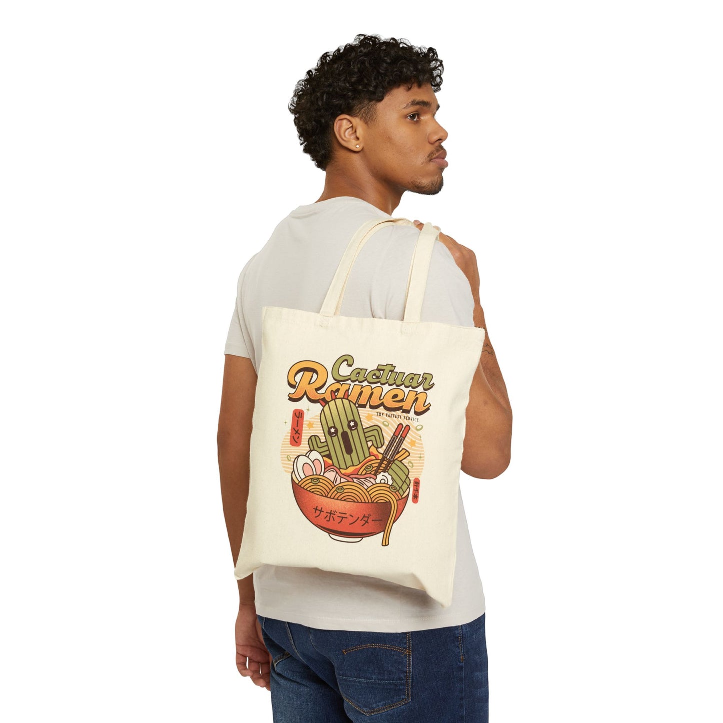 Cactuar Ramen Vintage Cotton Canvas Tote Bag