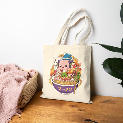 Maple World Monsters Ramen Cotton Canvas Tote Bag