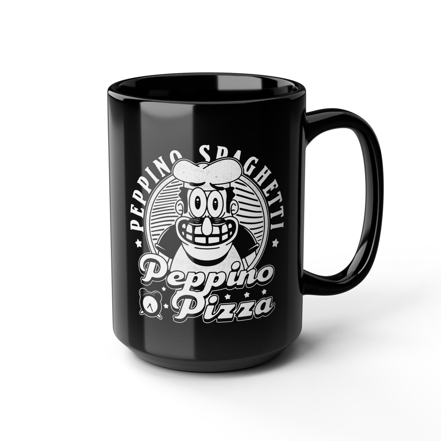 Peppino Pizza Crest Black Mug
