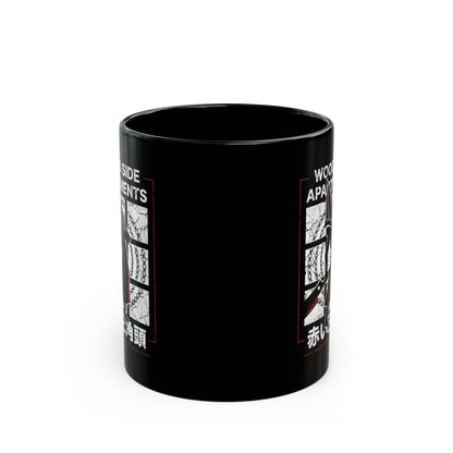 Wood Side Apartments Monster Black Mug