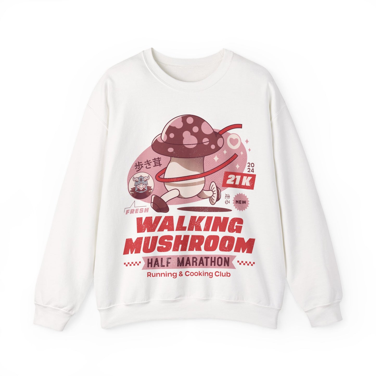 Walking Mushroom Marathon Unisex Crewneck Sweatshirt