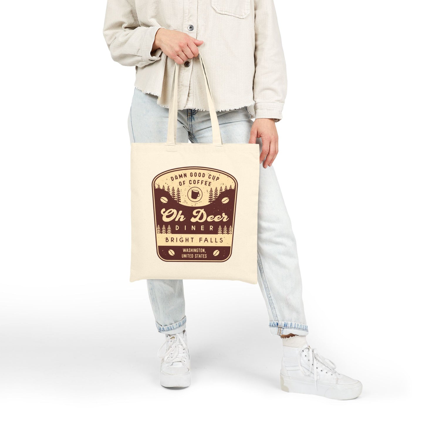 Oh Deer Diner Emblem Canvas Tote Bag