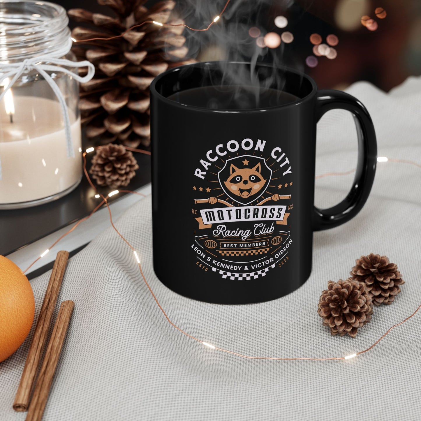 Raccoon City Racing Club Emblem Black Mug