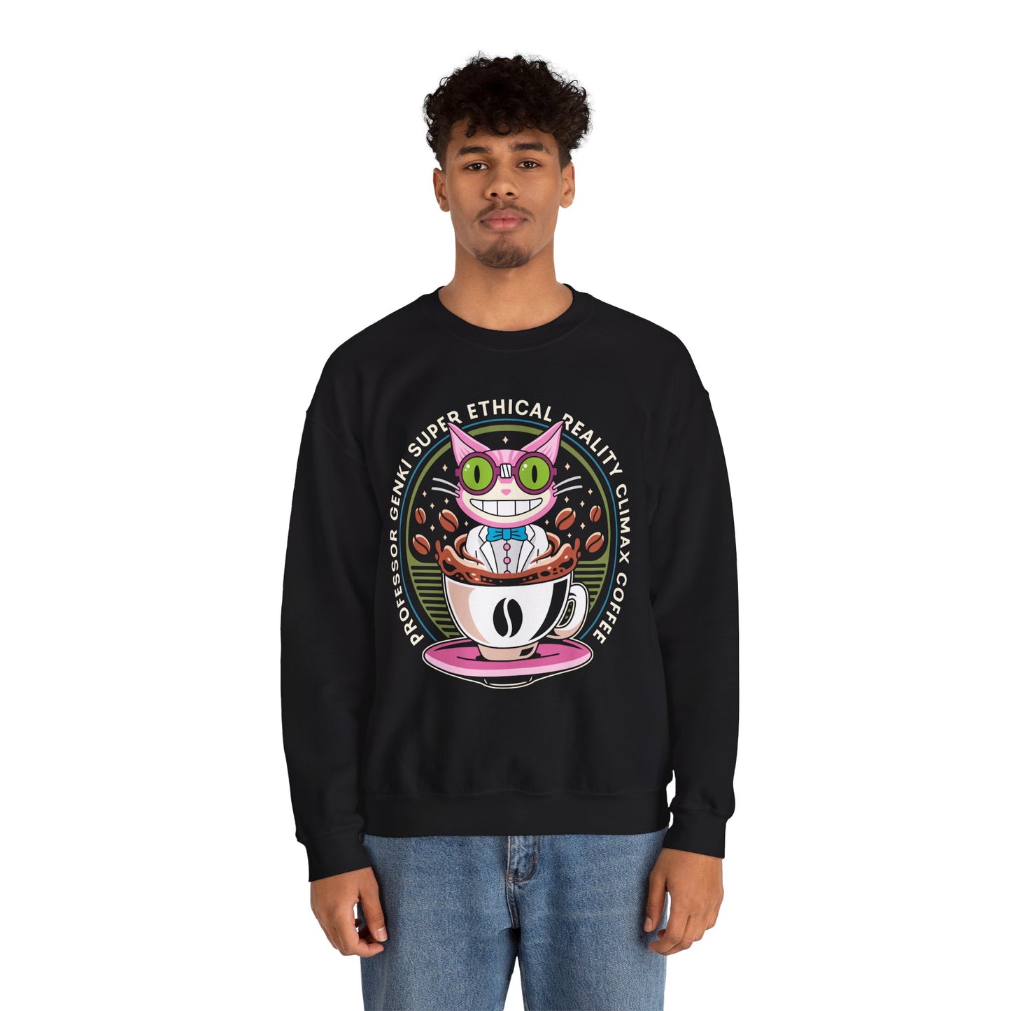 Steelport Cat Coffee Emblem Crewneck Sweatshirt