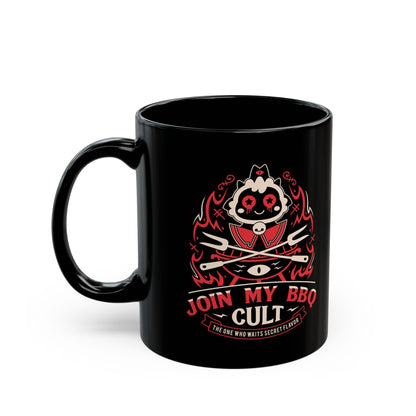 Join My Barbecue Cult Black Mug